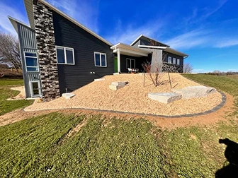 Exterior landscape front yard with house